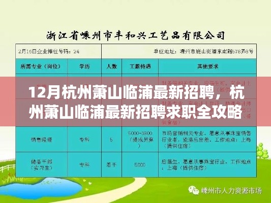 杭州萧山临浦最新招聘求职攻略,从入门到应聘成功全解析