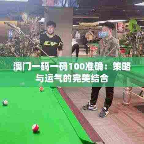 澳门一码一码100准确：策略与运气的完美结合