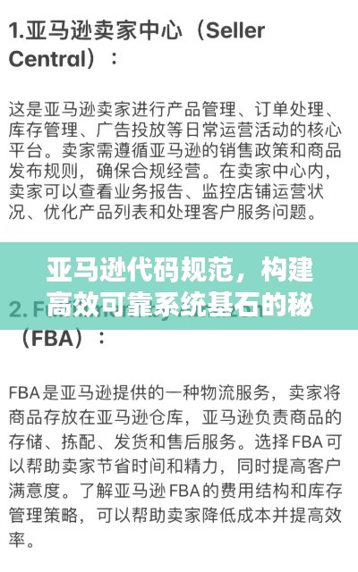 亚马逊代码规范,构建高效可靠系统基石的秘籍攻略