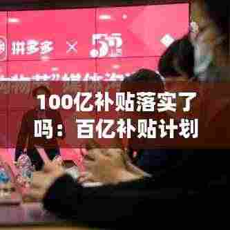 100亿补贴落实了吗:百亿补贴计划