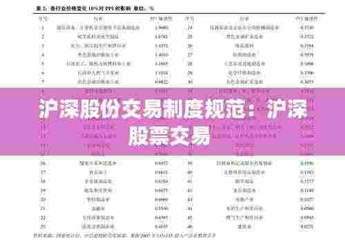 沪深股份交易制度规范:沪深股票交易
