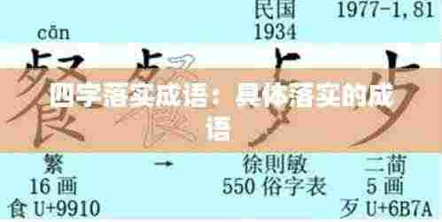 四字落实成语:具体落实的成语