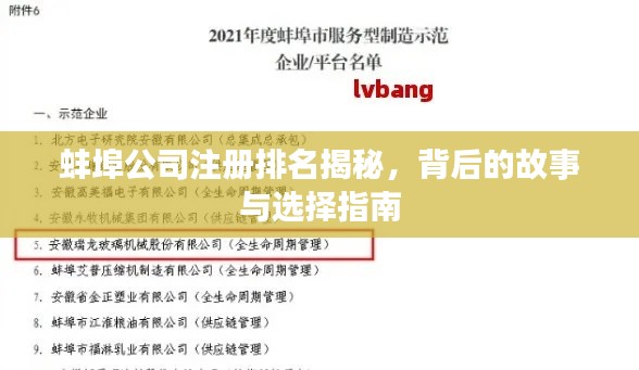 蚌埠公司注册排名揭秘,背后的故事与选择指南